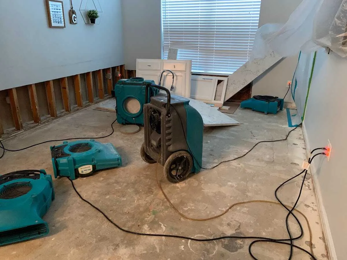 Dehumidifier in flood-cut room for Water Extraction & Removal in Mocksville